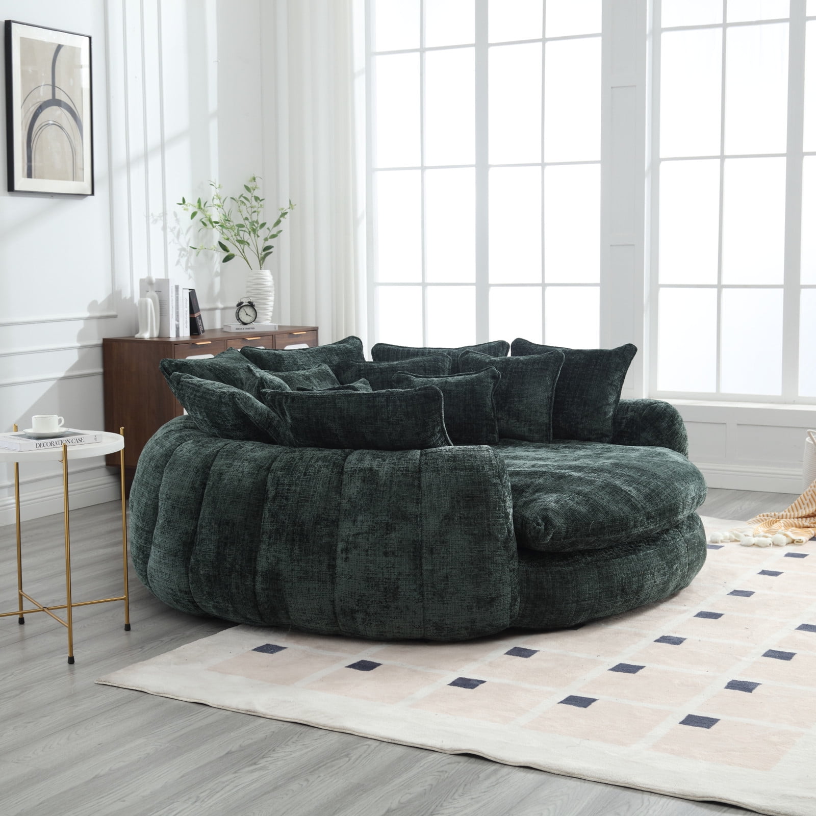 Comfortable double loaf sofa bed, oversized sofa bed with armrests, large padded high back decorative chair round sofa bed Living room bedroom