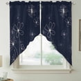 thumbnail image 2 of Navy Blue Swag Valances for Windows, Kitchen Curtains 36 Inch Length 2 Panels Set, Spring Flora Short Curtains for Small Windows Rod Pocket Cafe Curtains Drapes 28"x36", 2 of 8