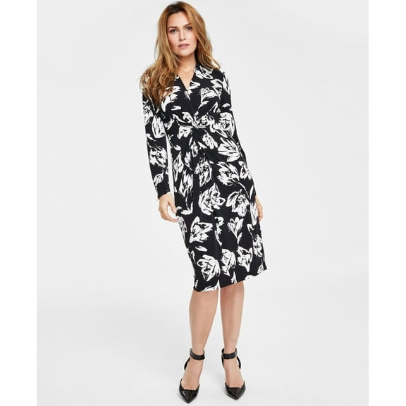 Petite Printed Twist-Front Midi Dress Hayden Garden PXS