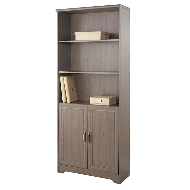 Realspace Magellan Collection 5Shelf Bookcase With Doors, Gray