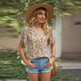 thumbnail image 2 of FJUCHAI Chemises Imprimées pour Femmes Été Décontracté Col Rond Manches Courtes Blouses Mignonnes Florales Tops Amples, 2 of 10