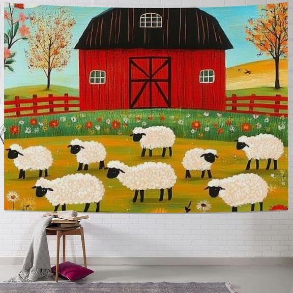 BCIIG Boys Girls Cute Llama Wall Blanket Farm Animal Wall Hanging Farm Nursery Decor Tapestry for Living Room Kids Rustic Farmhouse Teens Wall Art Bedroom Decor Medium 40x30inch