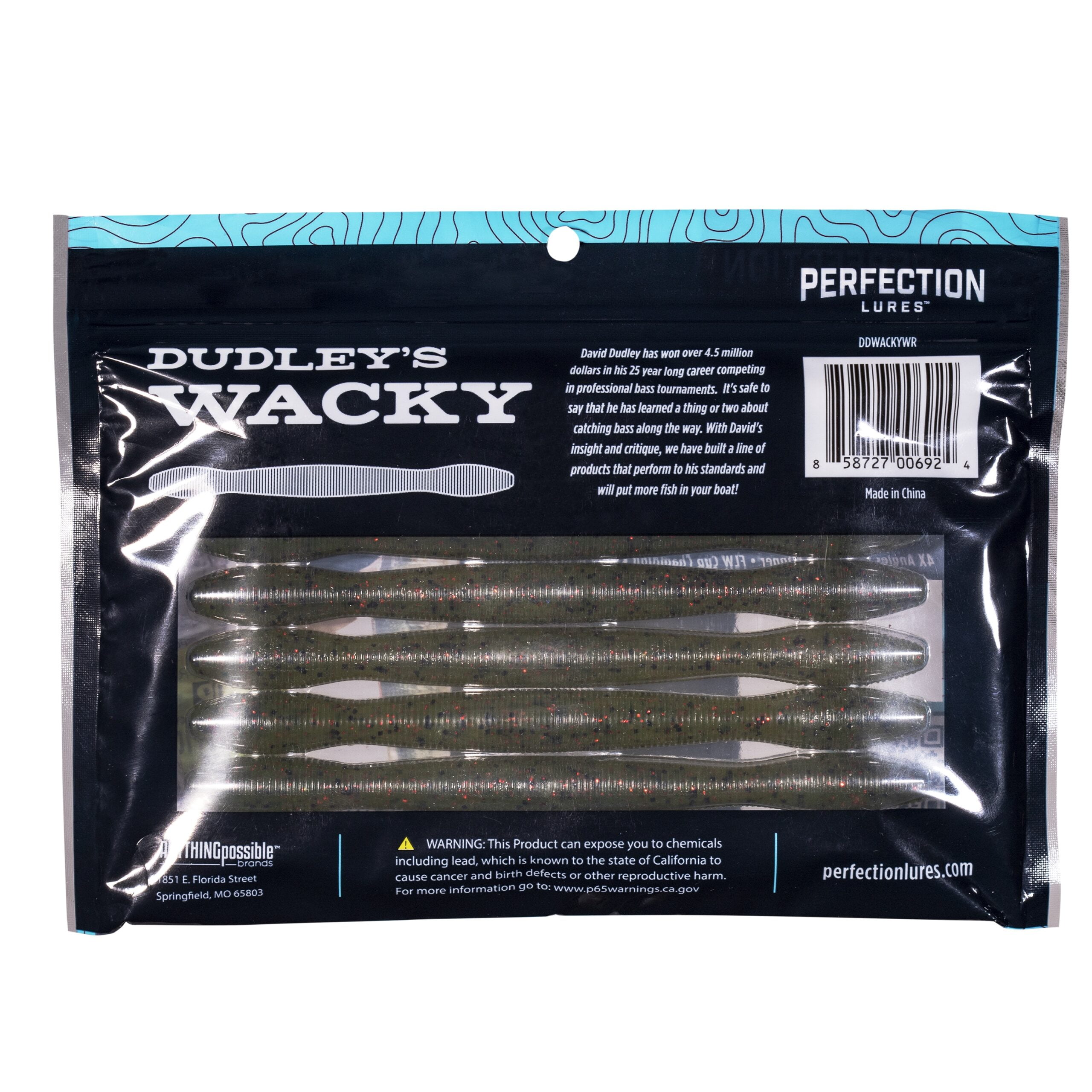 Perfection Lures David Dudley Wacky Worm Soft Plastic Fishing Bait