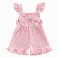 thumbnail image 1 of Ymyiu Combinaison d'Été pour Filles Garçons Sans Manches Combinaison Anti-Rayures à Jambes Courtes 3T 4T (Rouge, 3-4 Ans), 1 of 8