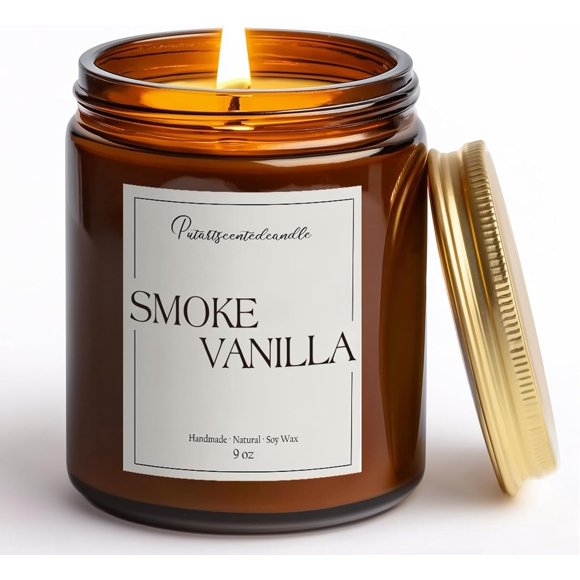 Putart Smoke Vanilla Cadles for Home Scented, Natural Soy Aromatherapy Non Toxic Candles with Long Lasting Fragrance & Clean Burn