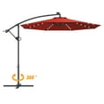 thumbnail image 6 of Gymax 10Ft Offset Hanging Umbrella Patio Outdoor w/ 32 Solar LED Lights Burgundy, 6 of 10