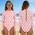 thumbnail image 2 of Swimsuit for Girls, Long Sleeve One Piece Rashguard, Solid Color Beach Vacation Swimsuit for Kids 2-13 Years, 2 of 7