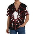 thumbnail image 1 of Balery Spider On The Web Camisa Casual de Manga Corta con Botones para Hombre, Texturizada, Estilo Cubano, para Playa, Verano-Large, 1 of 5