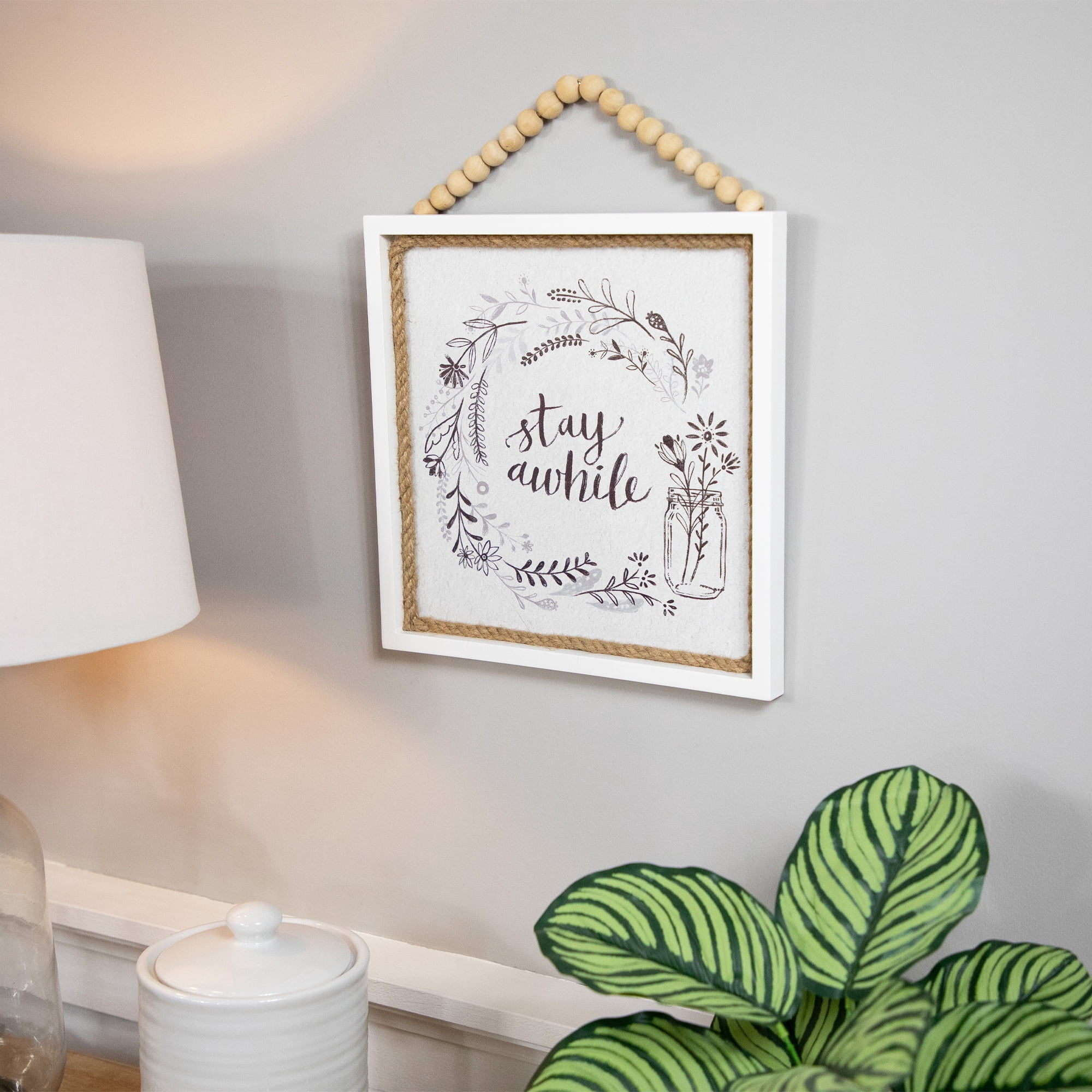 Northlight Floral Stay Awhile Framed Wall Sign - 11.75"