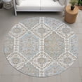 thumbnail image 6 of Addison Rugs Chantille Indoor/Outdoor Traditional Damask Ivory Machine Washable Round Rug, 8' x 8', 6 of 7