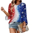 thumbnail image 5 of Elowen Tops For Women Round Neck 3/4 Sleeve American 250th Anniversary Print Casual Summer Shirts Blue XXL, 5 of 7