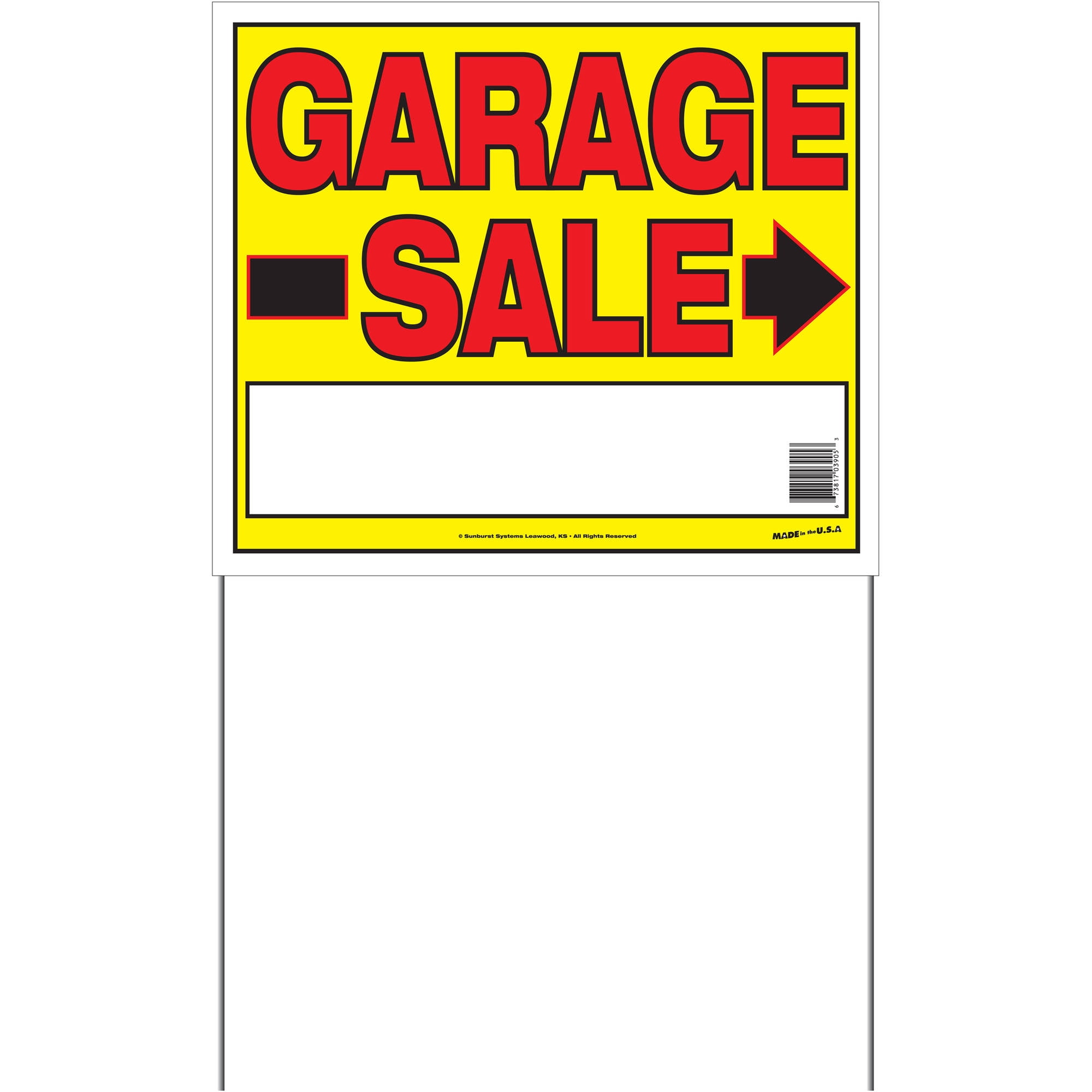 Sunburst Systems Medium 2-Sided Garage Sale Sign with Metal U-Stake by Sunburst Systems