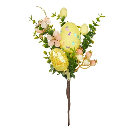 BINGLI 6 Pack Artificial Easter Egg Picks Easter Egg Tree Branches Spring Floral Picks Easter Stems for Spring Party Flower Arrangement Wreath Decor