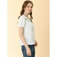 thumbnail image 4 of DARING DIVA Women's Retro Puff Sleeve Peter Pan Collar Blouse Top XS White, 4 of 6