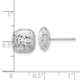 thumbnail image 2 of 14k White Gold Polished Sparkle-Cut 10mm Puffed Square Post Earrings 10.1x10.1mm Wide Stud Earring for Women, 2 of 2