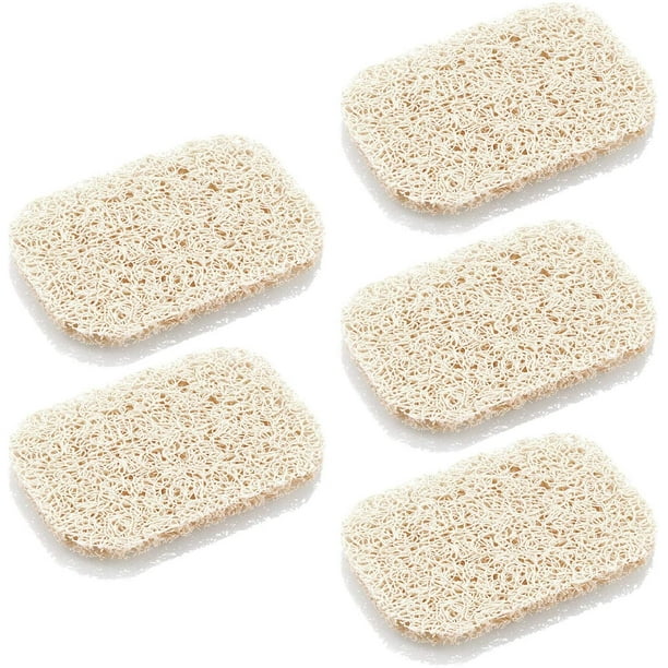 Jabonera de 5 piezas, accesorio para baño/cocina, jabonera de lufa natural de 7x11x1 cm, fácil de limpiar y protección del medio ambiente (beige, elipses) Rojo Verde Cocina, Decoración y Otros