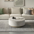 thumbnail image 6 of Magic Home Modern Round Coffee Table with Two Drawers,Circle Coffee Table Space-Saving Multiple Purpose for Living Room,dining room and home office,White, 6 of 10