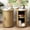 Natural, variant on 18'' Fluted Round End Tables with Sliding Door, Modern Side Table Nightstands for Living Room Bedroom, Black