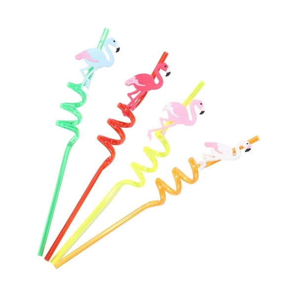 MLINS Flamingo Drinking Straws with Assorted Colors for Birthday Parties and Festivals 8pcs