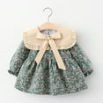 thumbnail image 3 of PINQI Girls Dresses 0-24 Months Baby Girls Winter Big Bowknot Padded Ruffle Neckline Dress Fall Winter Long Sleeve Flared Sleeve Long Princess Dresses(Green-2,6-12 Months), 3 of 3