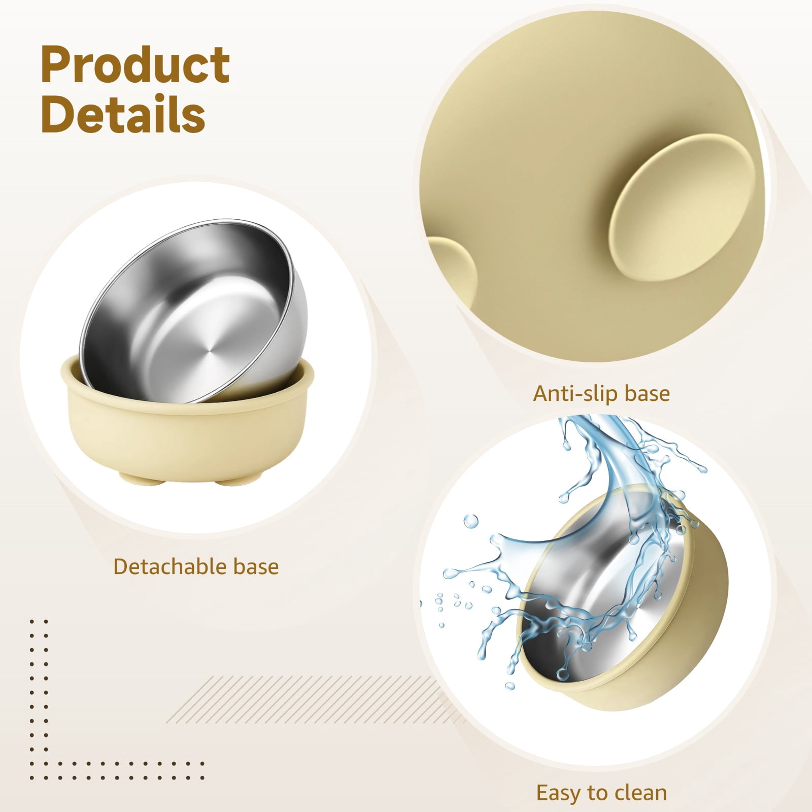 4 Pcs Stainless Steel Baby Bowls with Suction, Kids Bowls Set, Silicone Suction Base, 4 Color Choices, Long-lasting & Rust-resistant, Ideal for Babies & Toddlers