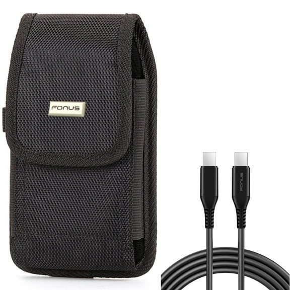 For Google Pixel 7/Pro/6a/6/Pro - Case Belt Clip w 6ft Long USB-C Cable, Rugged Holster Canvas, PD Fast Charger Cord Power Wire for Google Pixel 7/Pro/6a/6/Pro Phones