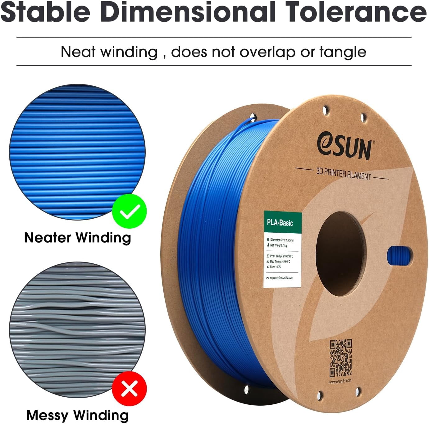 PLA Basic Filament 1.75mm 3D Printer High Speed for Fast Printing 1KG Spool (2.2 LBS) Printing Printers Blue