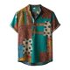 thumbnail image 3 of Camisas Y s Camisas de manga de algodón Camisas Casual Baggy Summer Tops Linen Loose Short Men Imprime Camisas Men (Green, XXL), 3 of 6