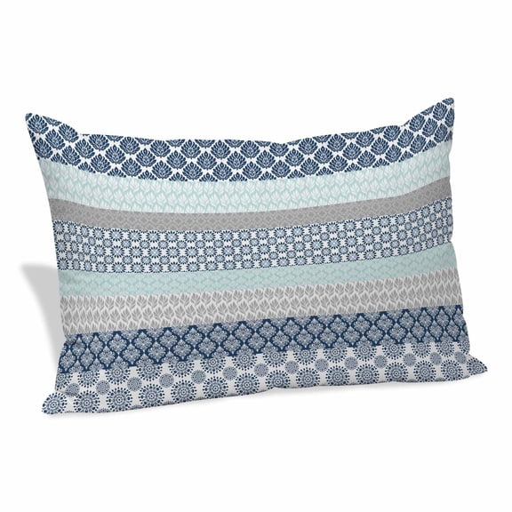 Boho Blue Aqua Pillow Covers 12"x20", Geometric Stripes Tribal Bohemia Retro Soft Brushed Microfiber Breathable Throw Pillow Covers, Pillowcase with Zipper for Couch Sofa Bedroom Living Room