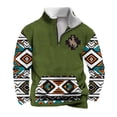 thumbnail image 2 of Sudadera sin capucha para hombre, informal, a la moda, con cuello alto, estampado, cremallera, jersey de manga larga, blusa de poliéster para hombre, 2 of 4