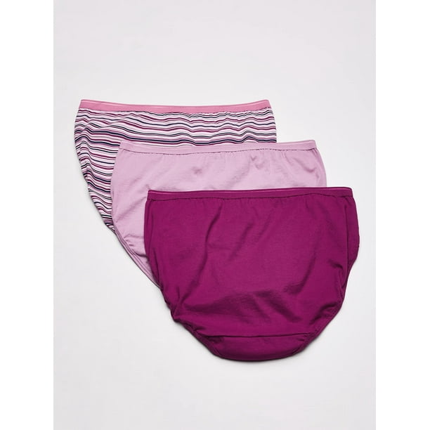 HANES WOMEN'S 3 Pack Cotton, Assorted-cotton Hi-Cut Panty (Pack of