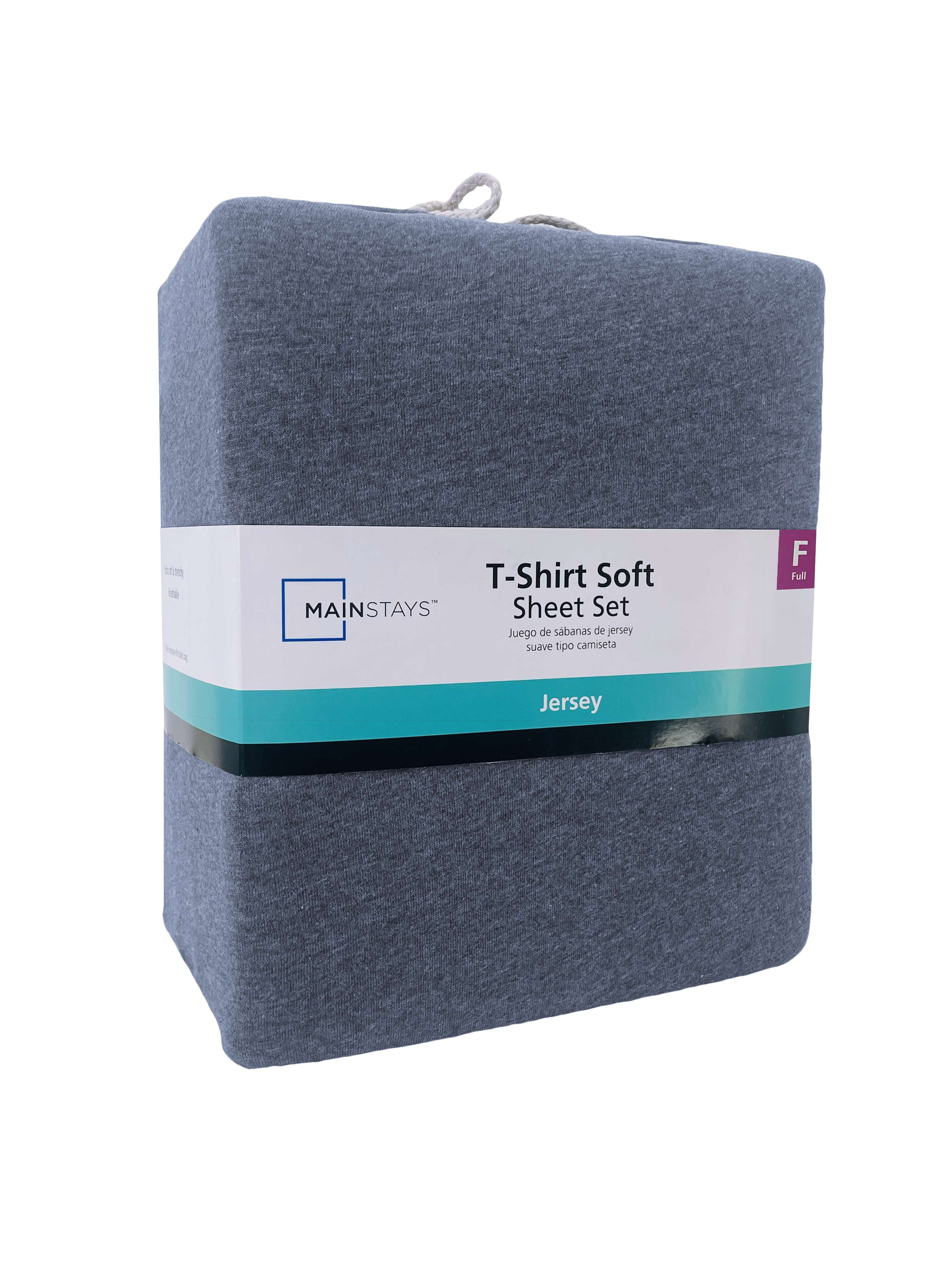 Mainstays Cotton Rich Extra Soft Jersey Bed Sheet Set, Full, Blue Cove, 4 Pieces
