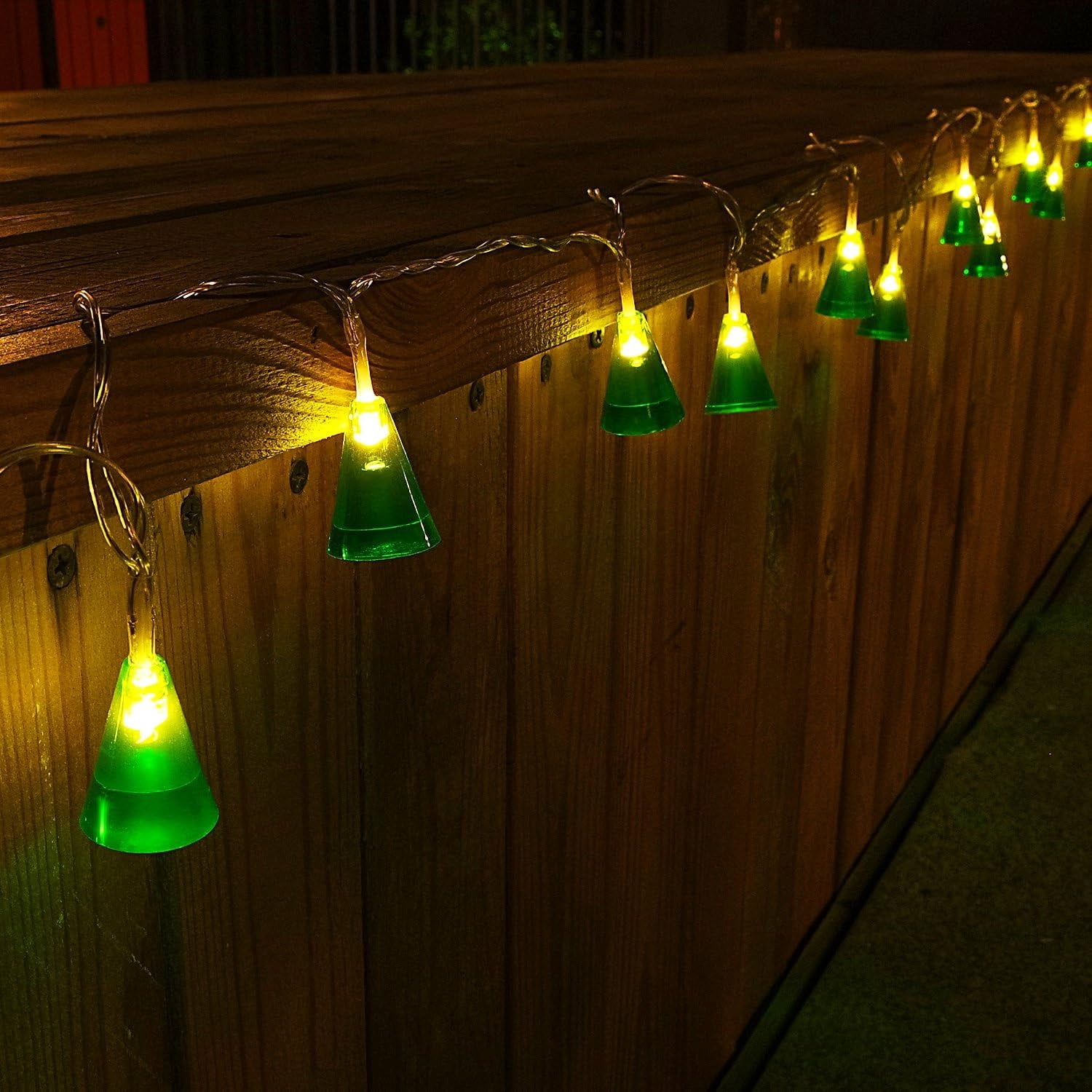 9.84ft 20 LED Krypton Green Conical LED String Lights, 8 Modes, Ambience Pro, Damp Location, Battery Powered