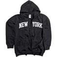 thumbnail image 2 of Men's New York City Zippered Hoodie Retro, Black, Small, 2 of 2