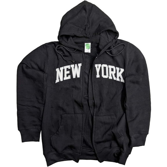 Men's New York City Zippered Hoodie Sweatshirt Black, Large