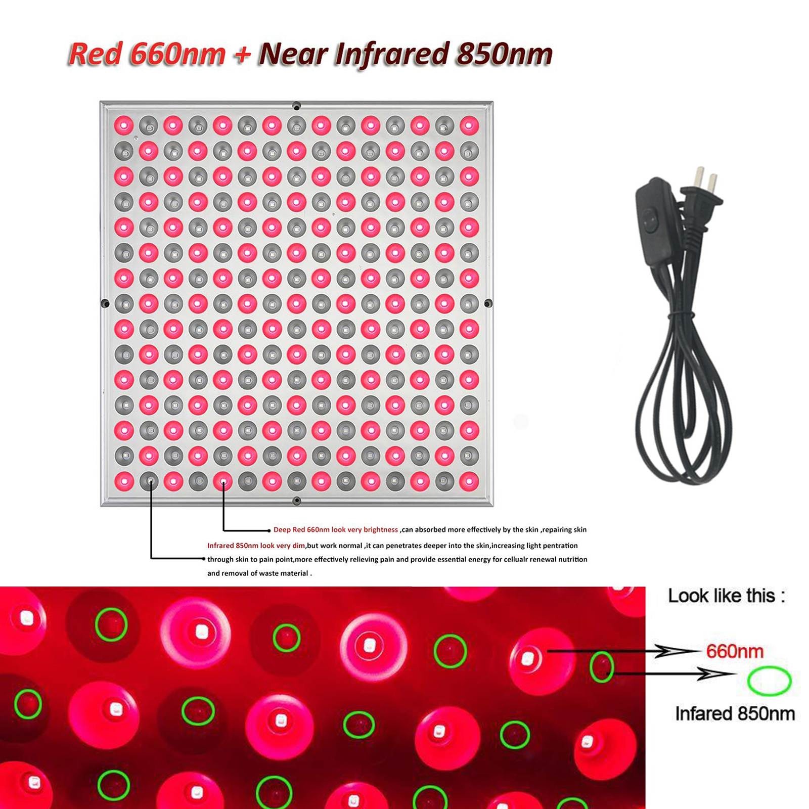 Red Infrared Light Panel, Near Infrared Led Red Light, Red Light for Body