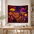 thumbnail image 5 of Glowing Mushrooms on Stone Path in Dark Woodland, Mystical Fantasy for Nature Lovers, Enchanted Forest Wall Decor, Halloween Gift Tapestry Wall Hanging for Bedroom and Living Room, 5 of 7