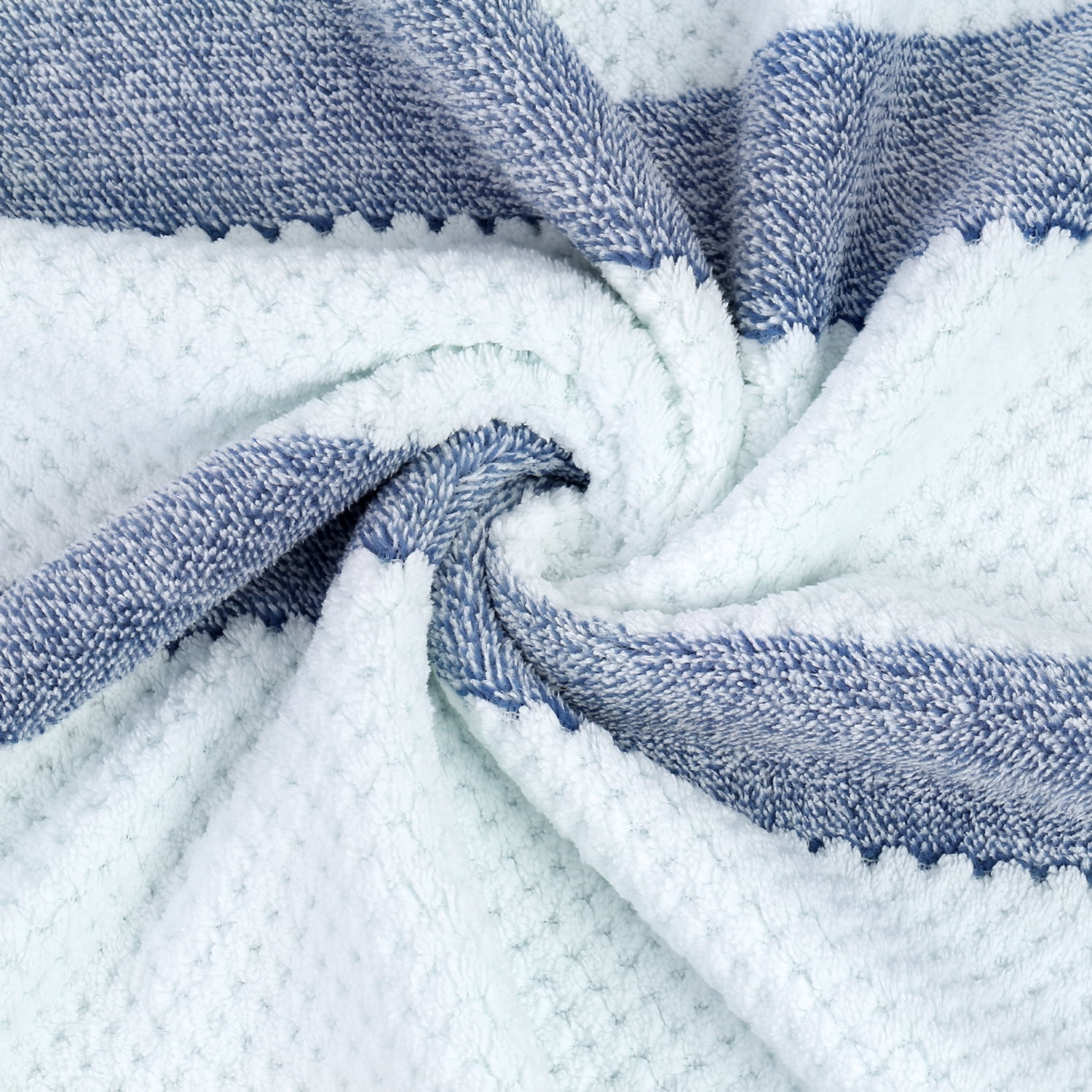NC Fashion 2 Piece Microfiber Bath Towel Set, Blue, White, Multi-color