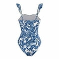 thumbnail image 4 of ZQGJB Sexy One Piece Tankini Swimsuit with Chiffon Wrap Around Long Skirt for Women Vintage Summer Floral Printed Tummy Control Bathing Suit 2 Piece Set #02-Blue M, 4 of 6