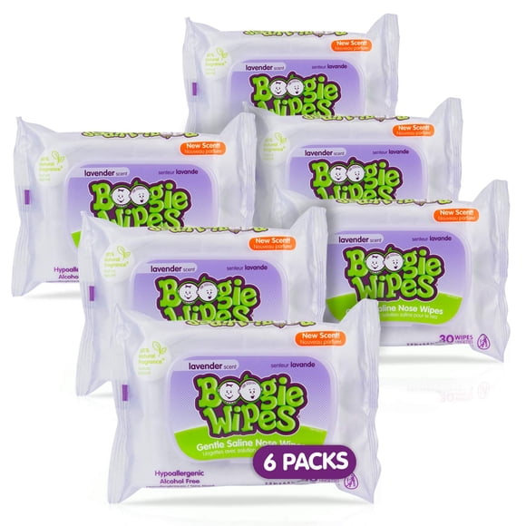 Toallitas húmedas para bebé Boogie 6x30 con aroma a lavanda y solución salina suave