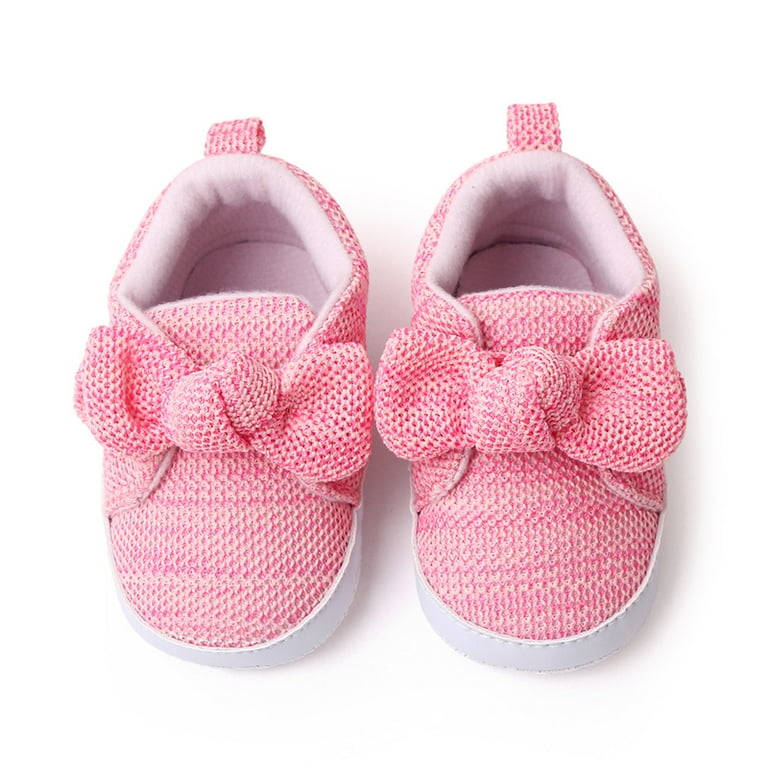 Sneakers for Girls Sizes 0-6 Months Single Bowknot First Walkers
