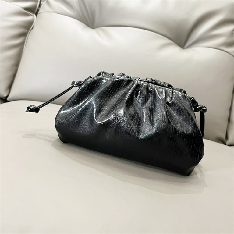 Black Cute Cloud Genuine Leather Magnetic Closure Shoulder Bags