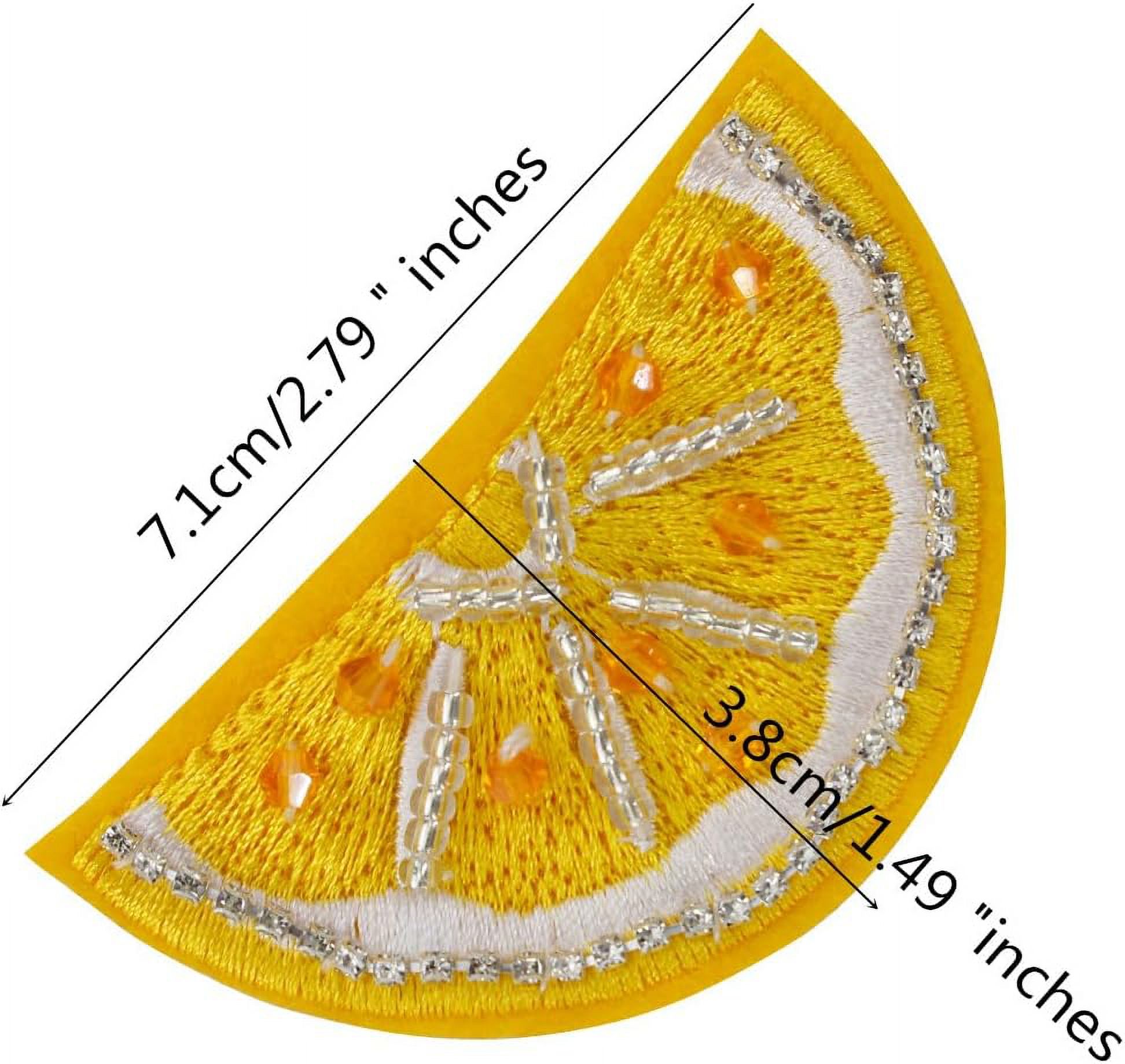 2PCS Fruits Beaded Sew on Patches Lemon Orange Cherry Sequins Rhinestone Sew on Embroidery Beaded Emblem DIY Costume Craft Applique (E)
