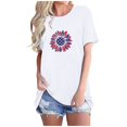 thumbnail image 1 of Tops Cortos para Mujeres Bandera de Moda Impresa Cuello Redondo, Camiseta de Manga 3/4 para Uso Diario, Casero Y Cómodo, 1 of 4