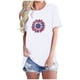 thumbnail image 1 of Tops Cortos para Mujeres Bandera de Moda Impresa Cuello Redondo, Camiseta de Manga 3/4 para Uso Diario, Casero Y Cómodo, 1 of 4