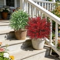thumbnail image 6 of SomWiBe Artificial Lavender Plants Faux Boxwood Shrubs Outdoor Greenery Decor UV Resistant Plastic Hedge Plants with Ground Insert White Green 1 Pack 21.65 x 15.74 Inches, 6 of 7