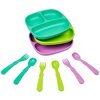 Re-Play Made in The USA Dinnerware Set - 3pk Divided Plates with Matching Utensils Set (Mermaid)