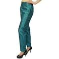 thumbnail image 4 of Phagun Women's Green Dupion Pants High Waist Narrow Bottom Trousers-Small, 4 of 7