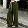 thumbnail image 5 of Gytharion Women's Lace Trim Sweatpants Solid Color Straight Leg Loose Casual Track Pants with Pockets Drawstring Elastic High Waist Joggers, 5 of 7