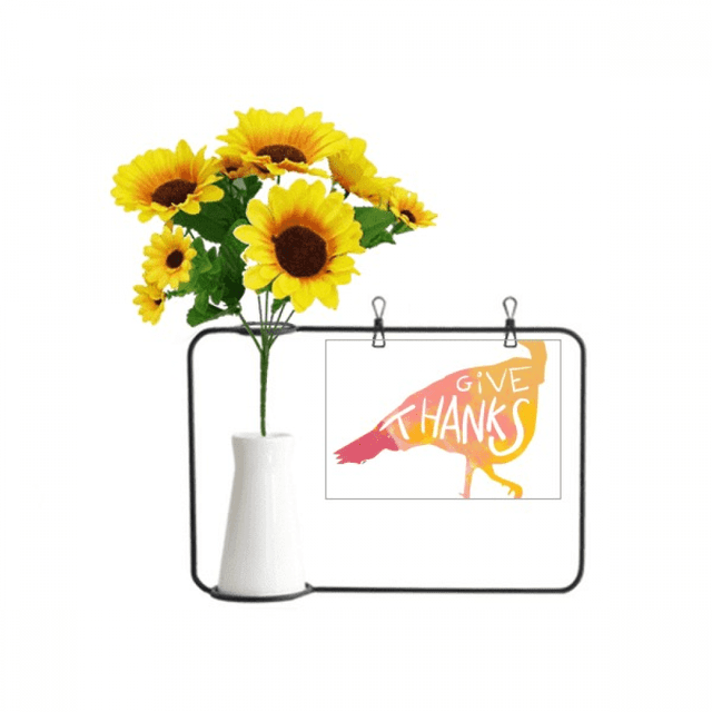 Thanksgiving Day Turkey Watercolor Artificial Sunflower Vases Bottle Blessing Card